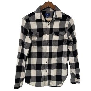 George Men's Small Buffalo Plaid‎ Flannel Shirt Button Up Long Sleeve Top